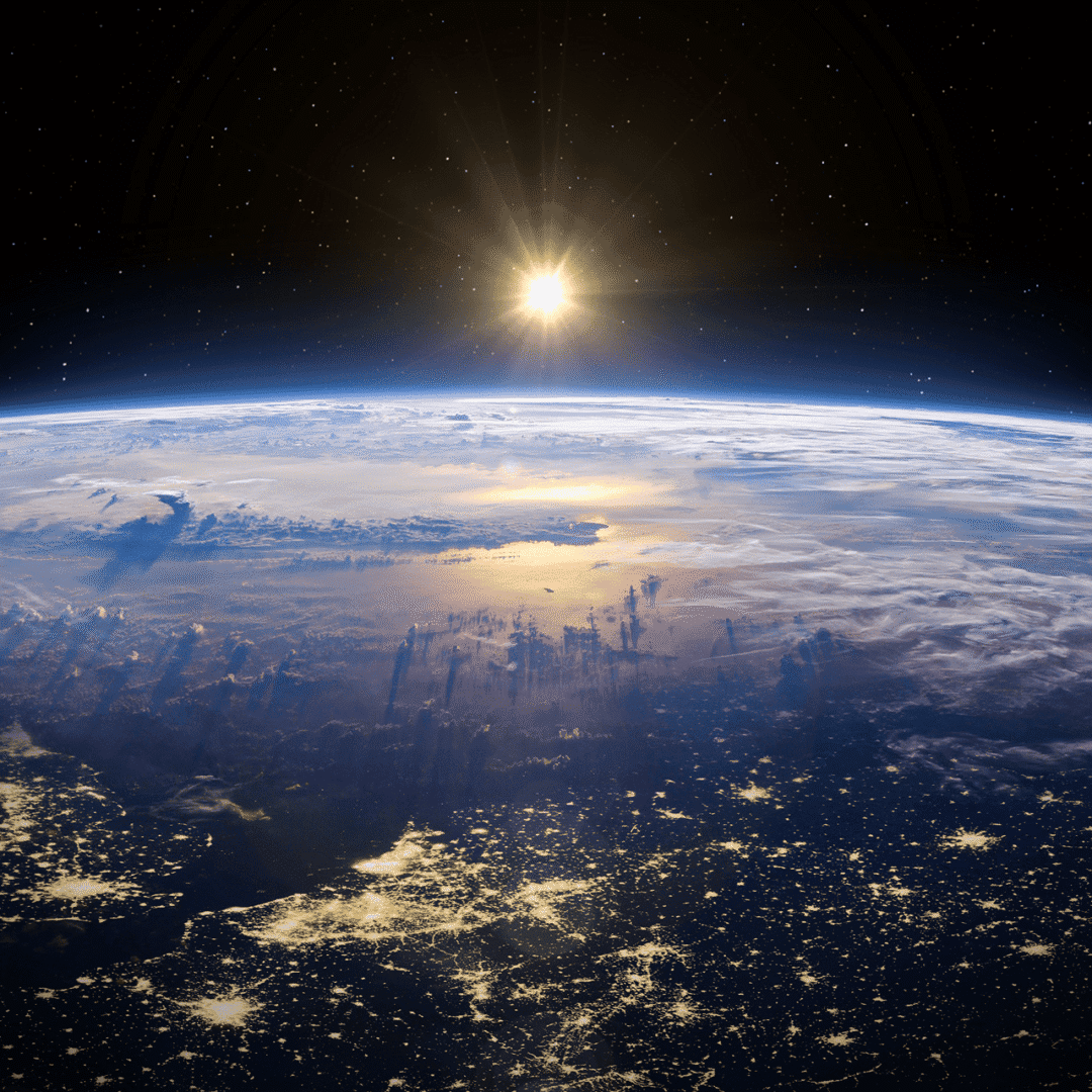 Sunrise over Earth from space